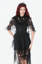 Sheer Mesh Laced Capelet