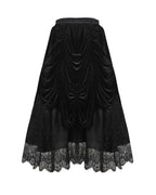 Princess Pleat Lace Velvet Maxi Skirt