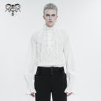 White Ruffle Pleat High Neck Shirt