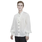 White Pinstripe Ruffle Shirt