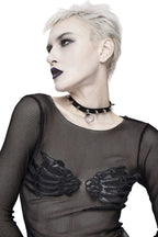 Skeleton Hands Chest Mesh Top