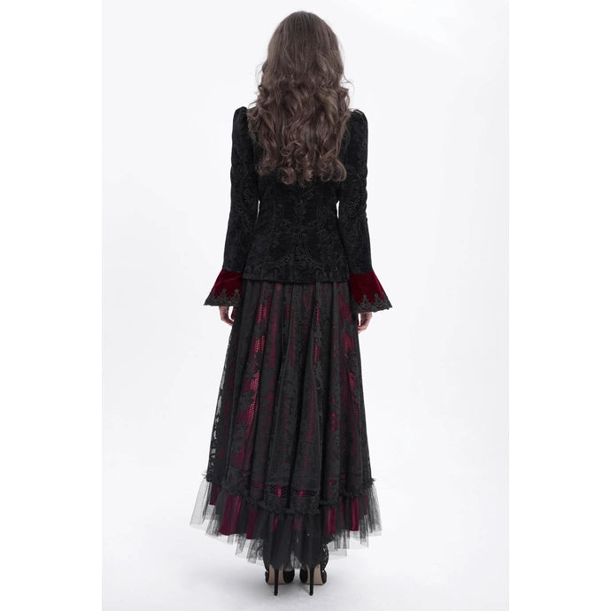Black & Wine Chained Velvet Jacket