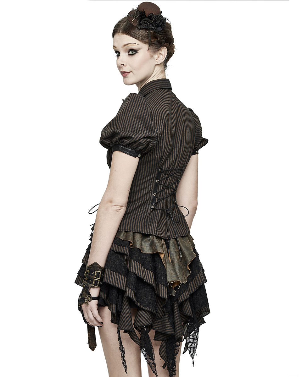 Brown Pinstripe Steampunk Shirt