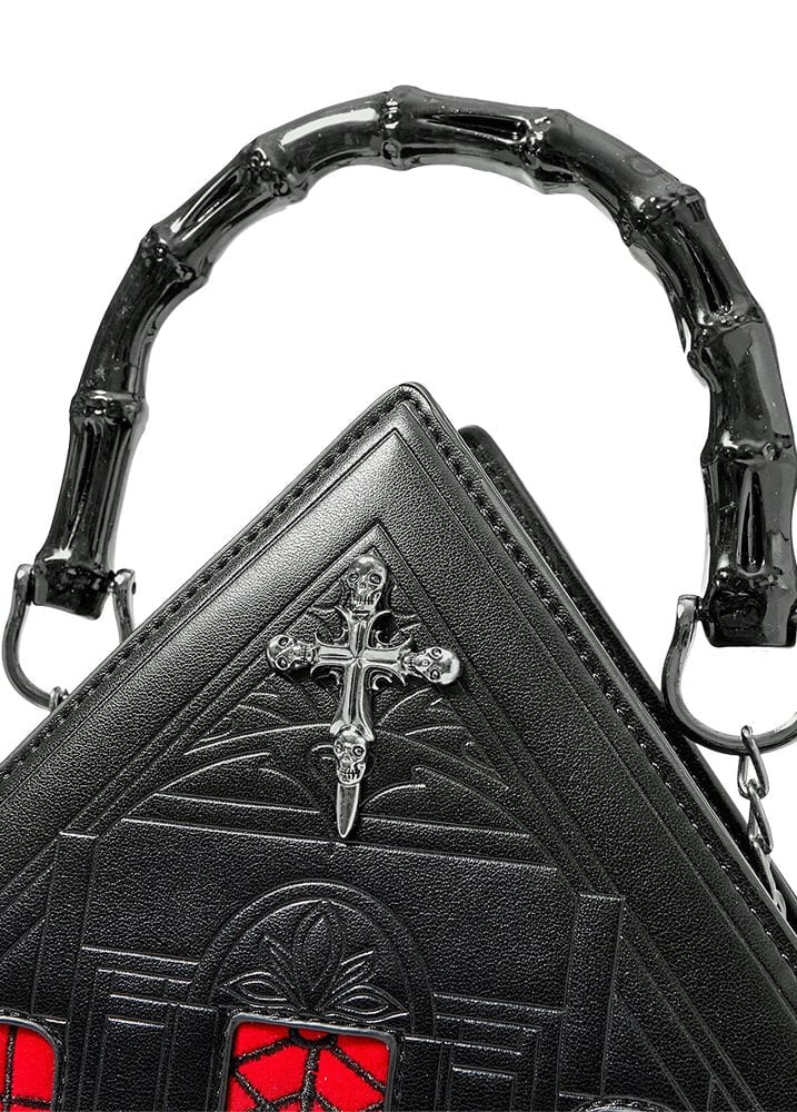 Red Haunted House Crucifix Bag