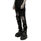 Punk Net Cutout Trousers