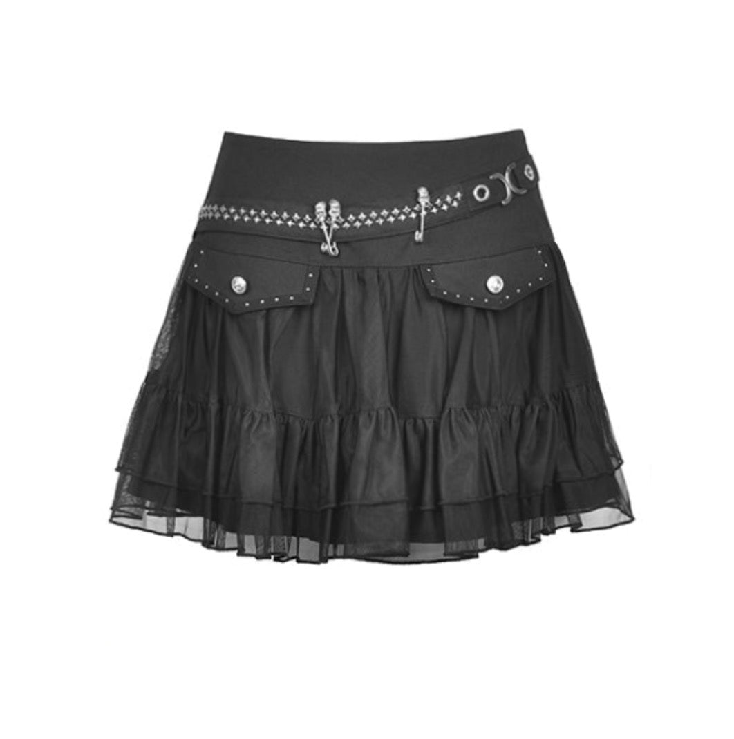Studded Flap Mini Skirt