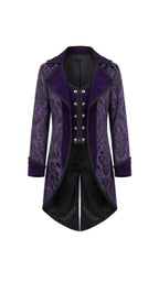 Purple Patterned Button Tailcoat Jacket