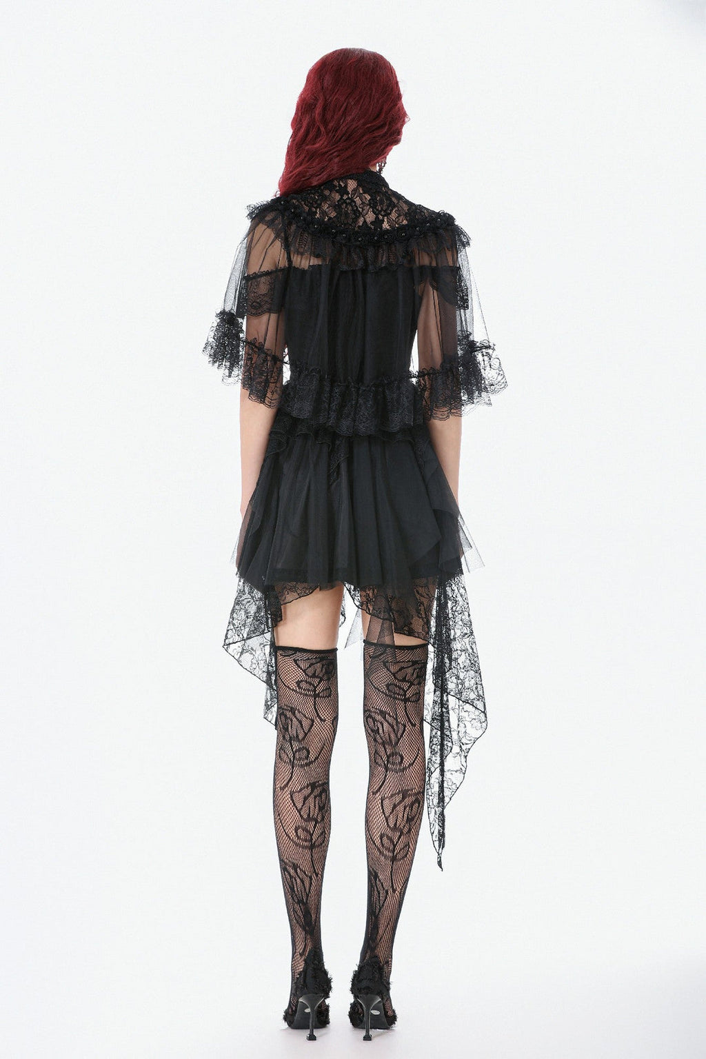 Sheer Mesh Laced Capelet