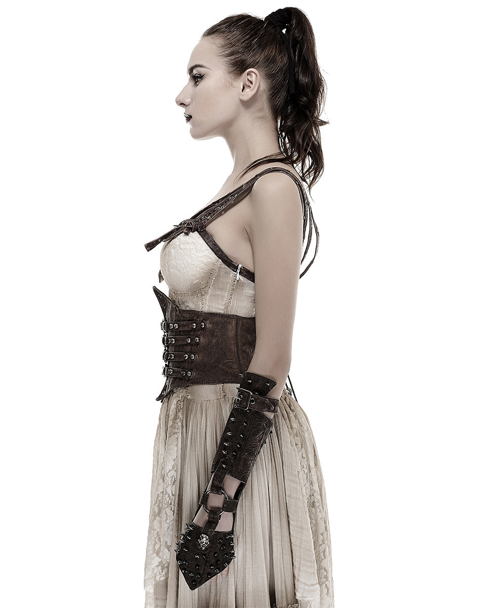 Brown Cinched Buckle Corset