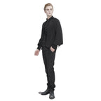 Black Pinstripe Ruffle Shirt
