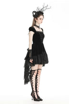 Velvet Lace Train Party Dress