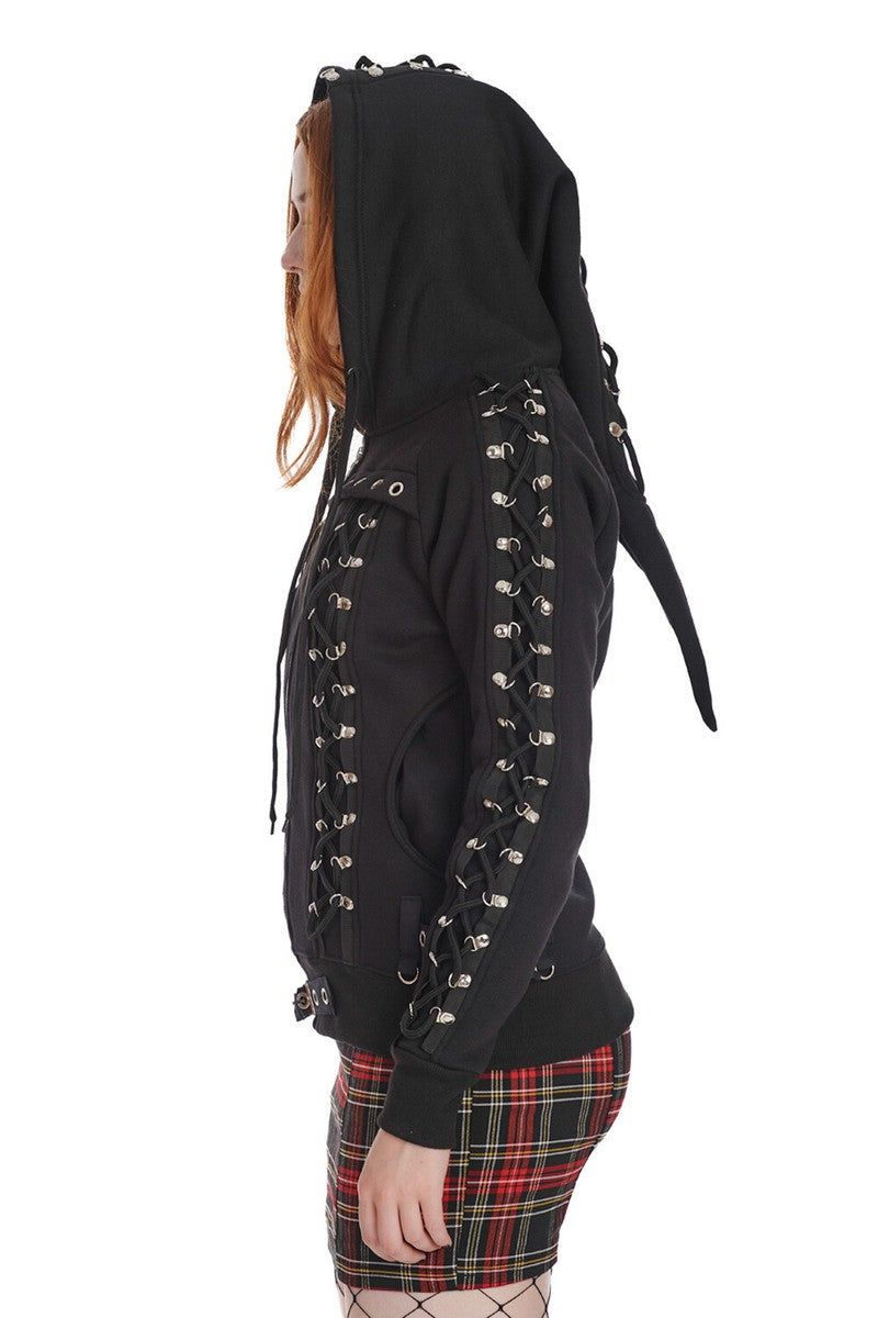 Punk Laced Hooded Zip Jacket