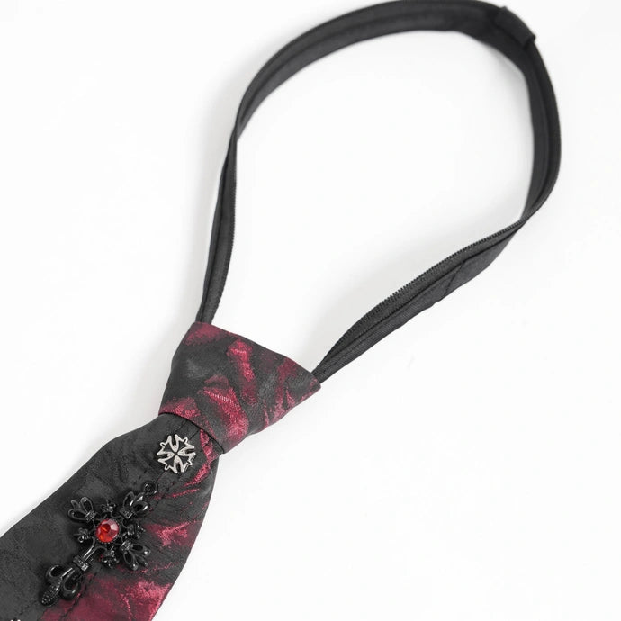Crucifix Black & Red Gothic Tie