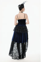 Royal Indigo Velvet Lace Hi-Lo Dress