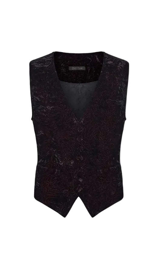 Red Crushed Velvet Waistcoat