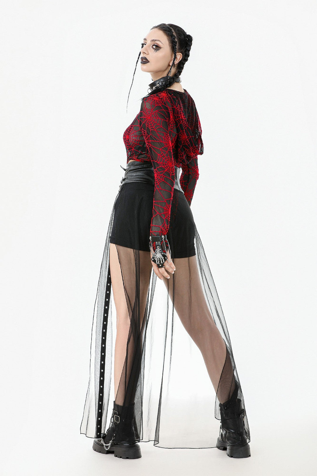 Light Mesh Eyelet Maxi Skirt