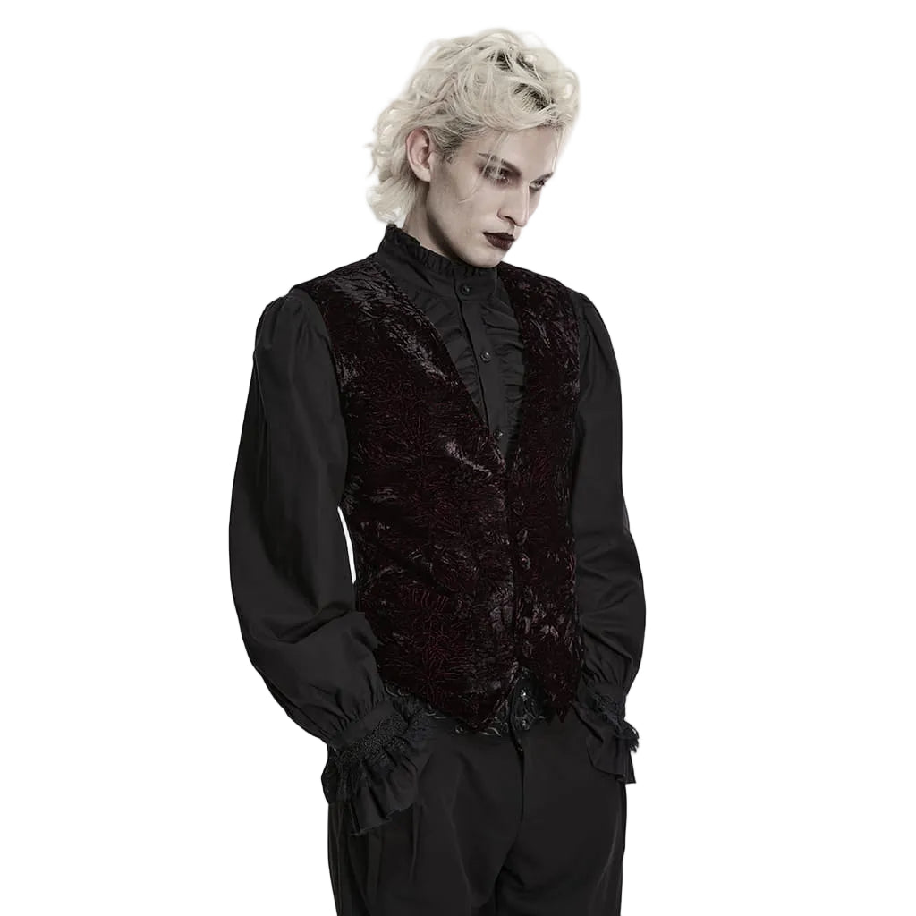 Red Crushed Velvet Waistcoat
