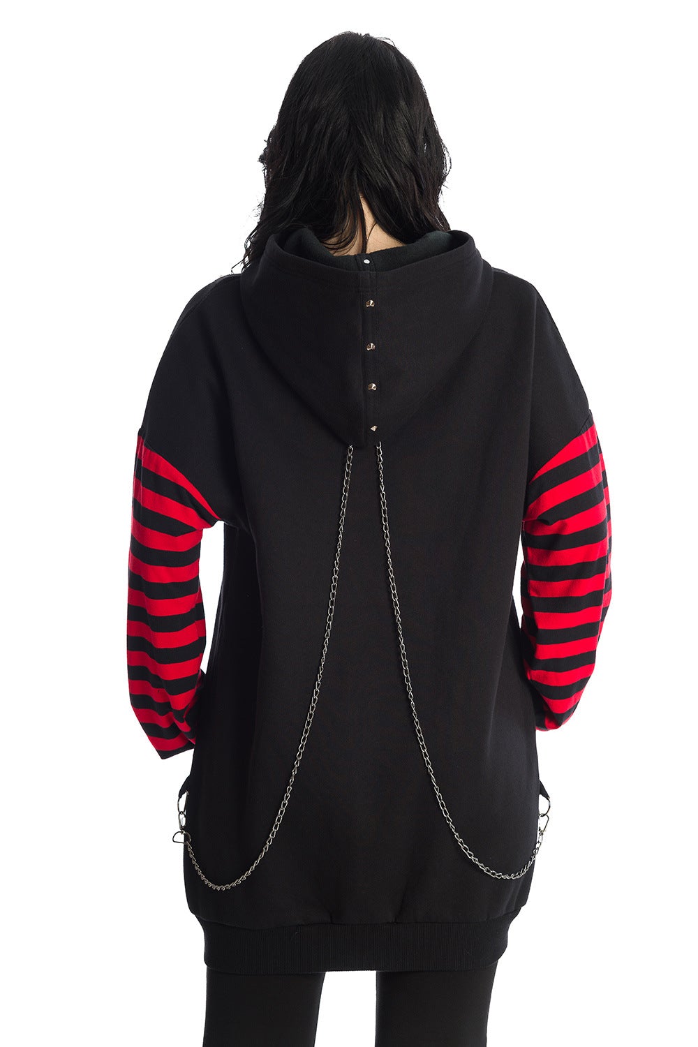 Pentagram Chain Striped Sleeve Hoody