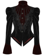 Black & Red Crafted Gothic Velvet Jacket