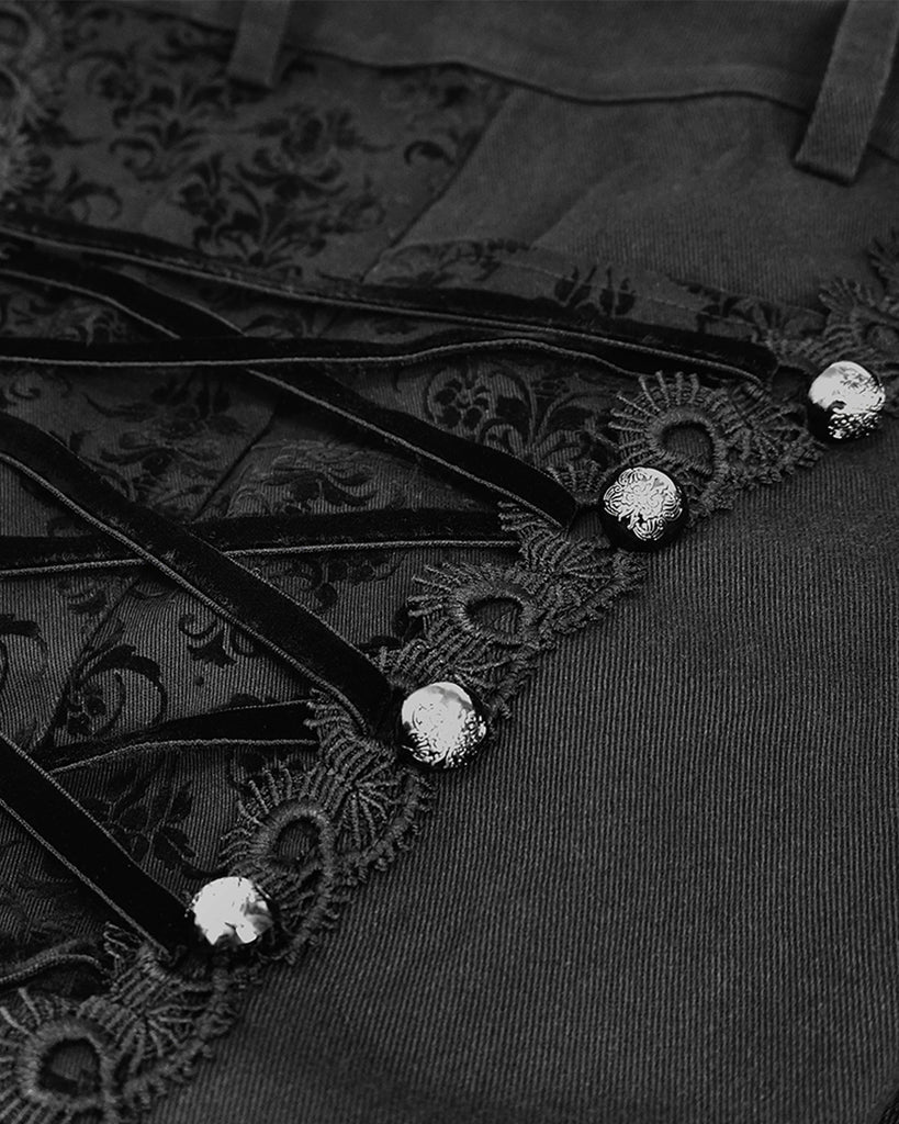 Formal Side Button Lace Up Trouser