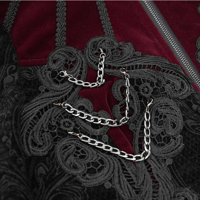 Black & Wine Chained Velvet Jacket