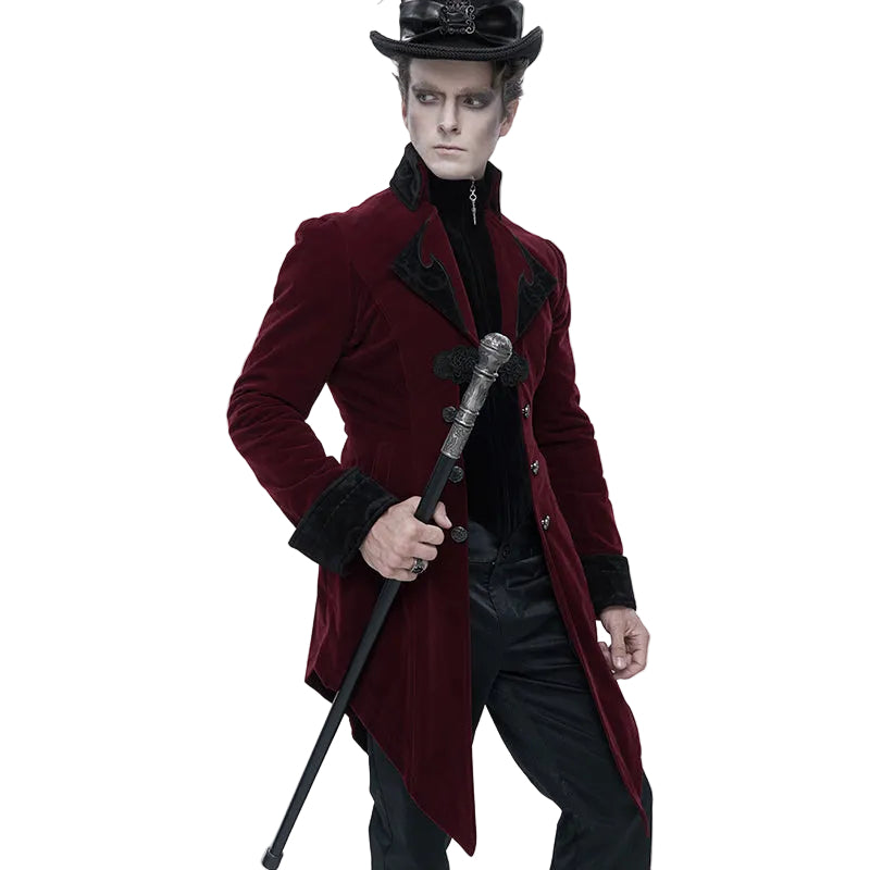 Burgundy Gothic Velvet Tailcoat