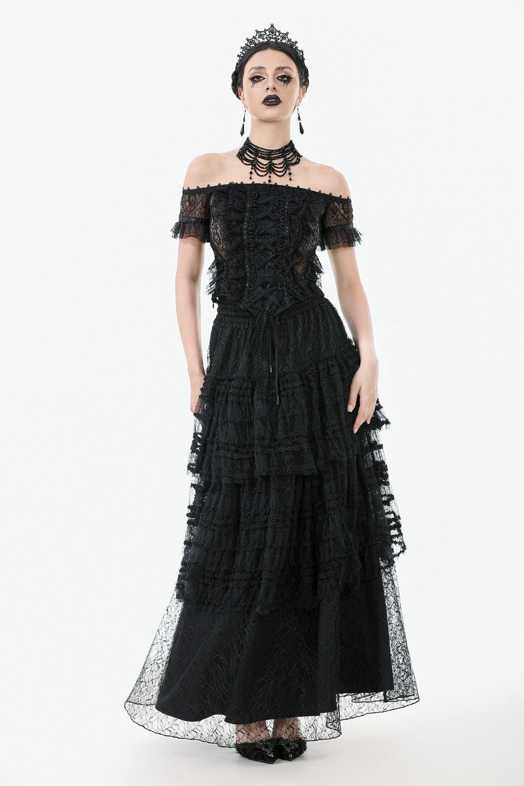 Tiered Net Lace Skirt