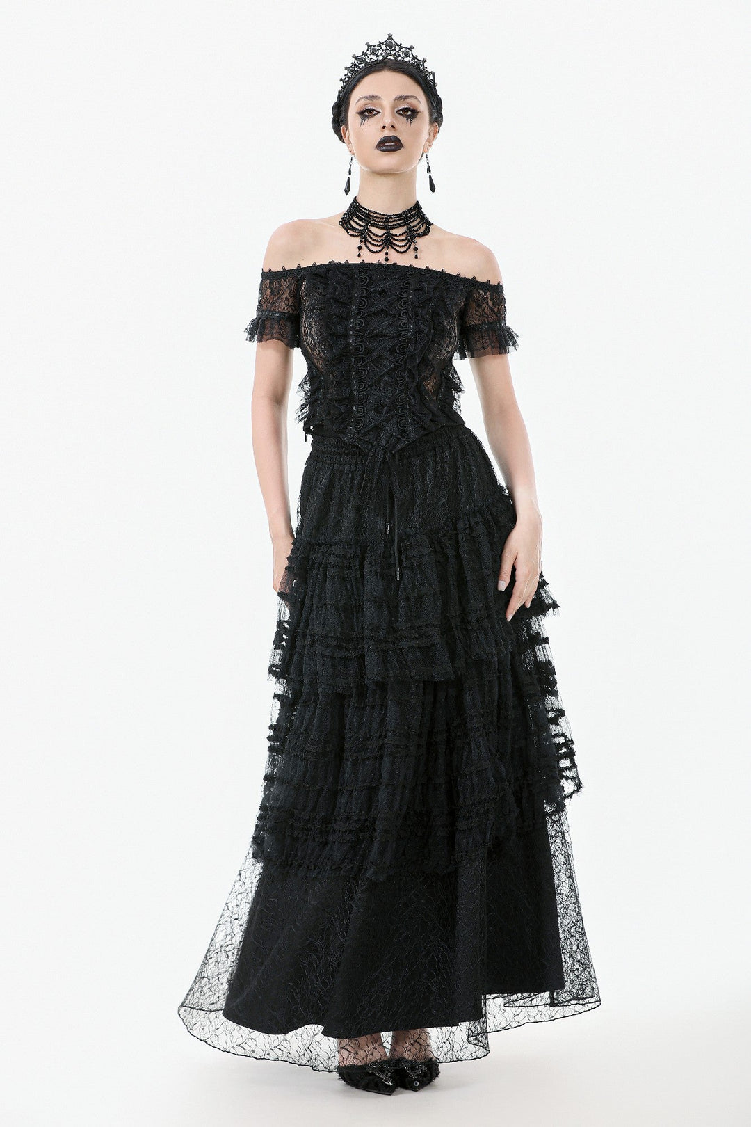 Tiered Net Lace Skirt