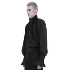 Black Ruffle Pleat High Neck Shirt