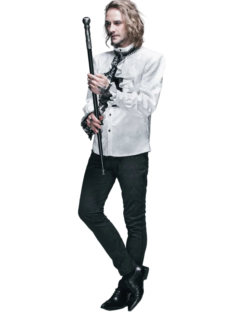 White Paisley Jacquard Shirt With Cravat