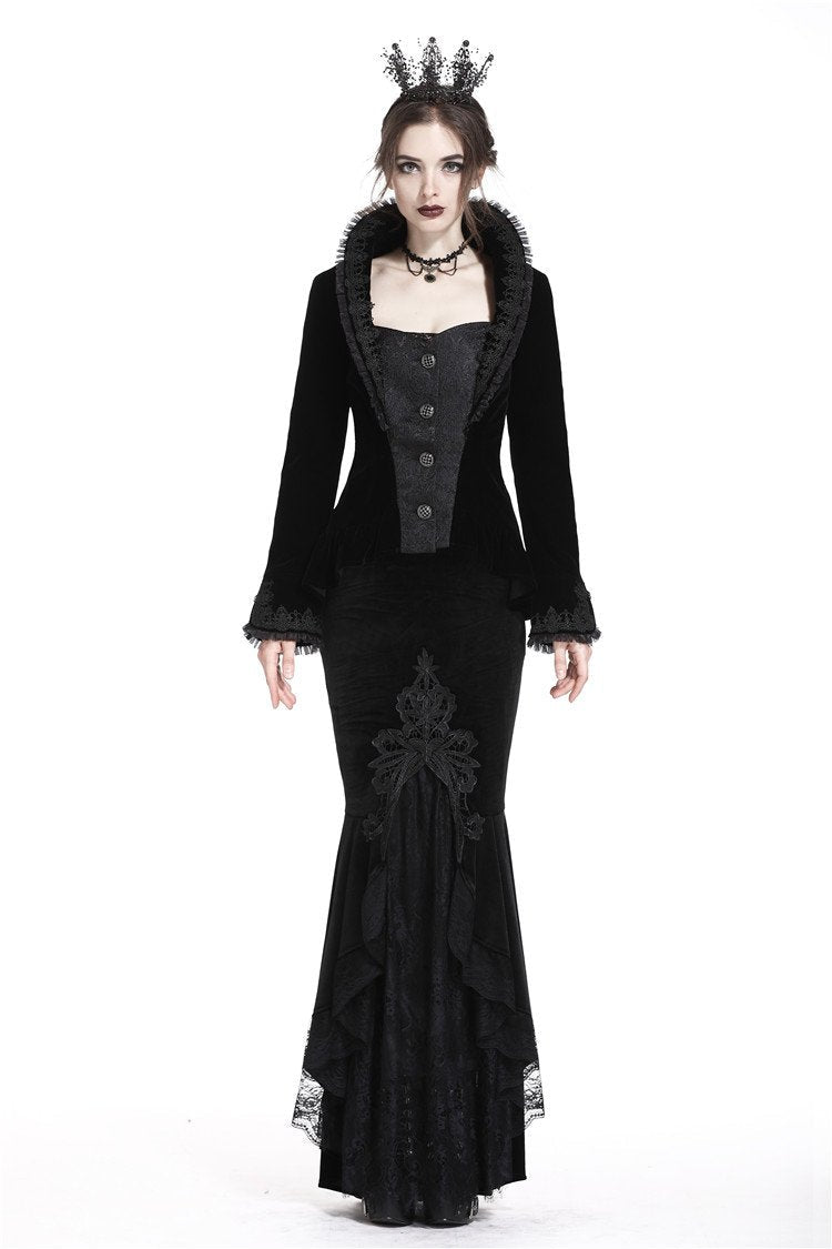 Mermaid Tail Velvet Lace Maxi Skirt