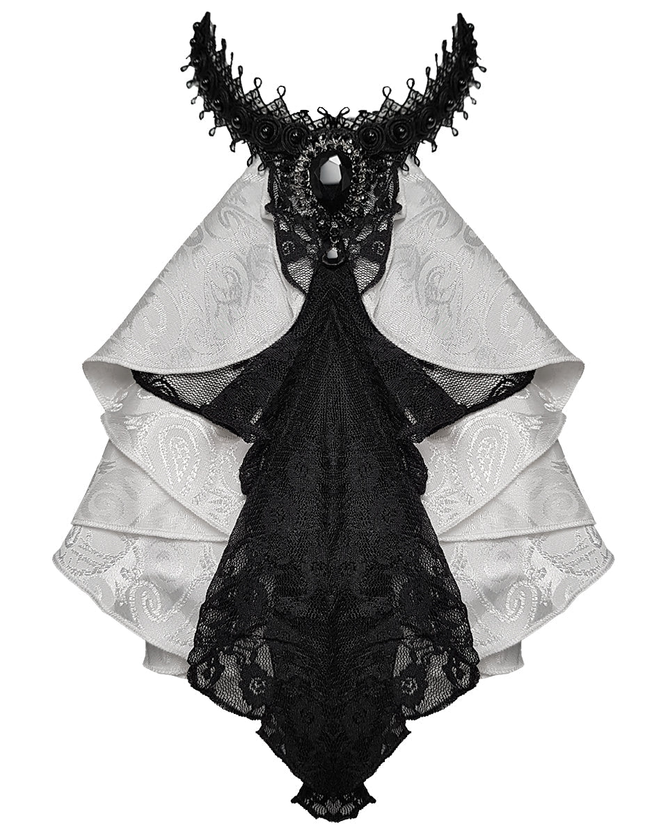 White Ruffle Jewel Cravat