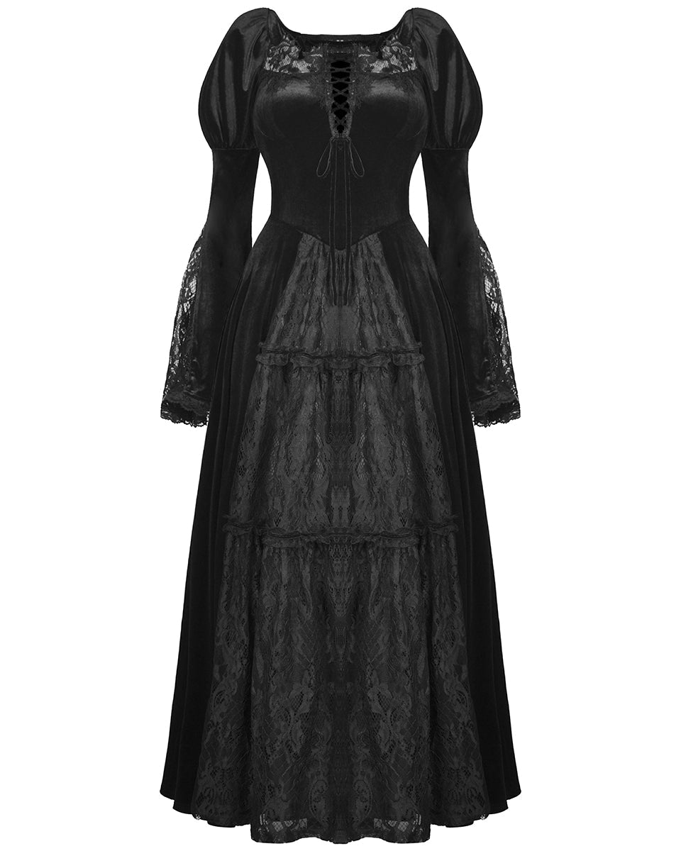 Velvet Lace Detailed Maxi Dress