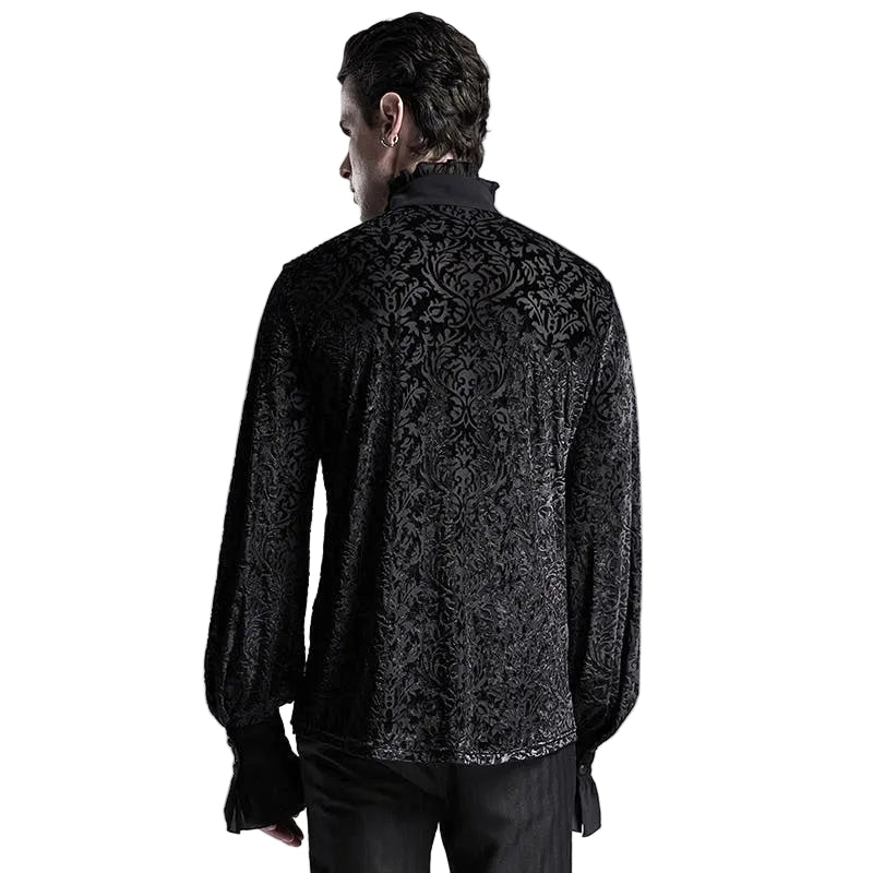 High Neck Gothic Patterned Shirt