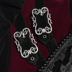 Big Buckle Long Velvet Black Gothic Jacket