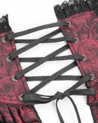 Red Crucifix Rose Frill Corset Belt