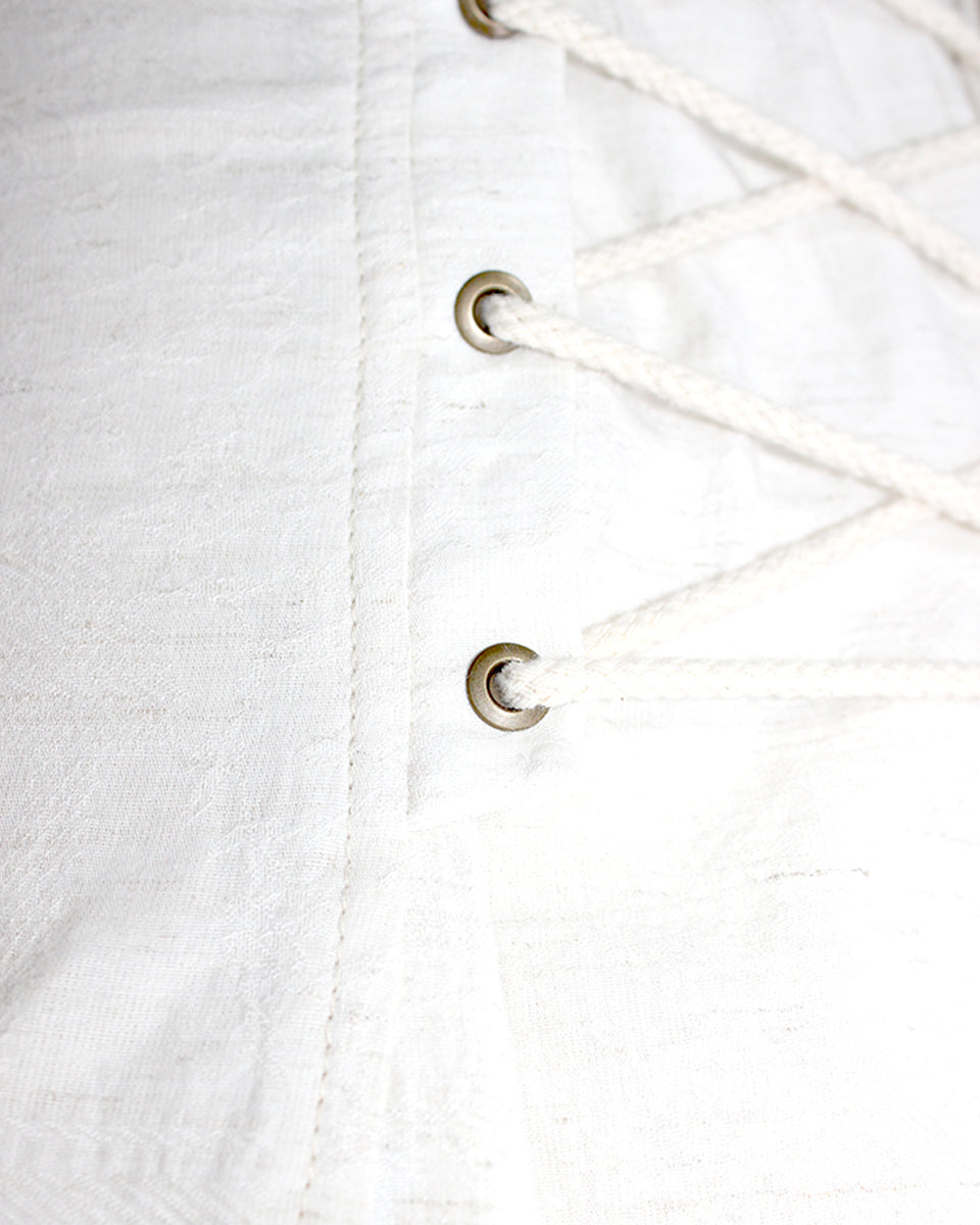 Off White Vintage Lace Up Blouse