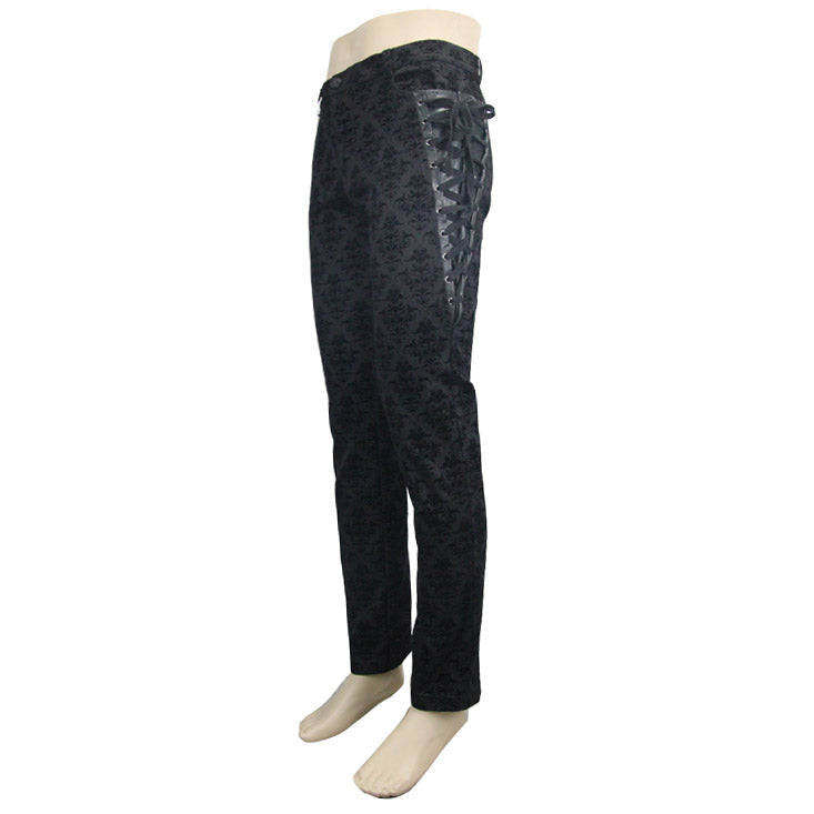 Gothic Patterned Side Lace Up Trousers