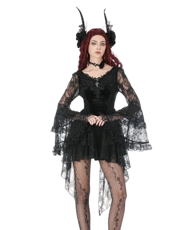 Gothic Lace Net Crucifix Dress