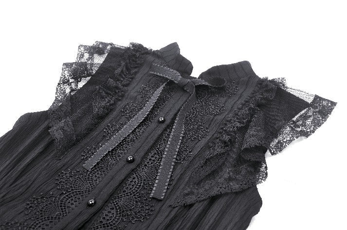 Frilly Sleeveless Doll Shirt Dress
