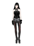 Black & Red Gothic Lace PU Leather Leggings