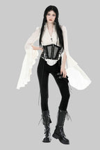 Cream Flared Sleeve Key Heart Charm Blouse