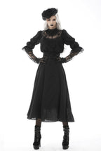 Gothic Lace Puff Sleeve Maxi Dress