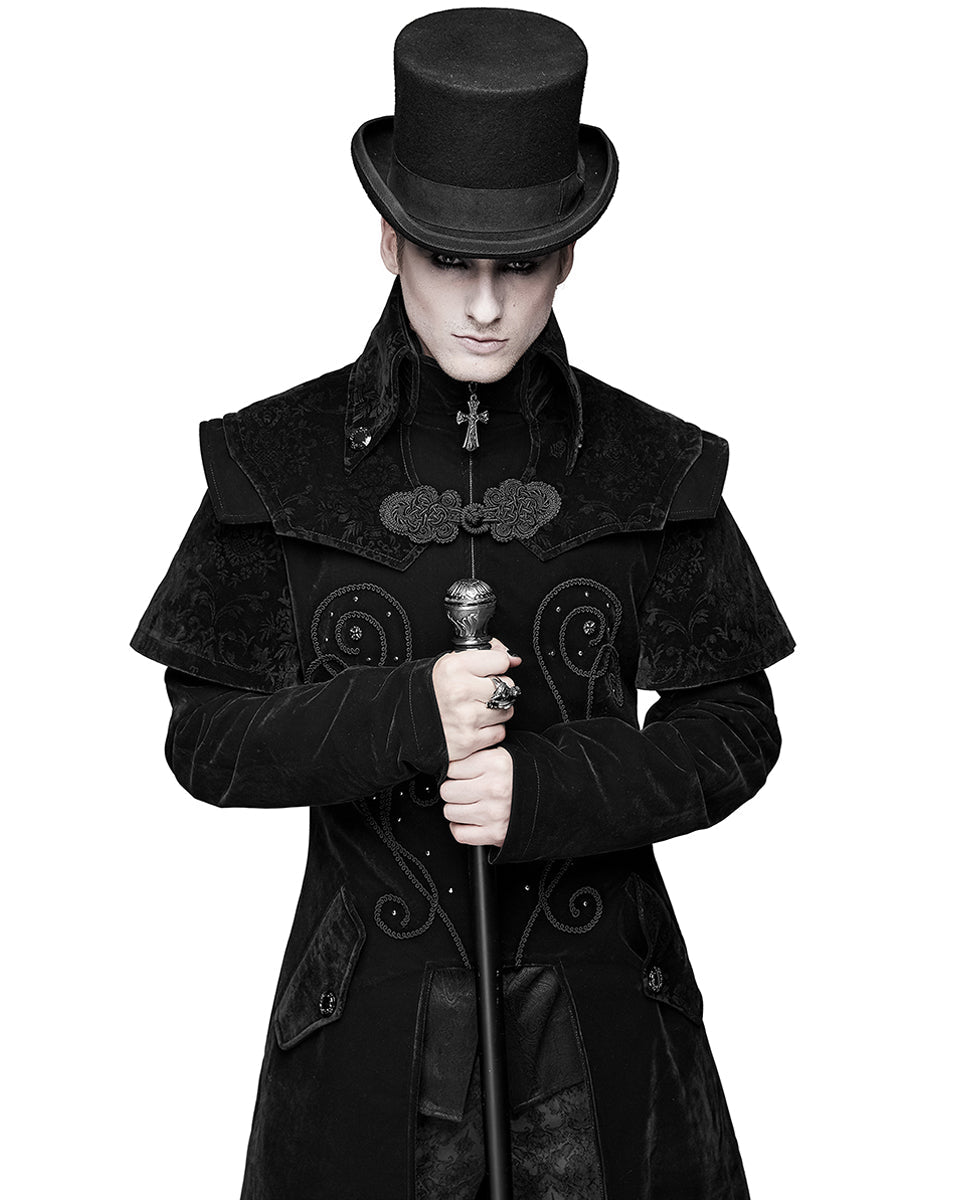 Cape Collar Crucifix Gothic Long Black Coat