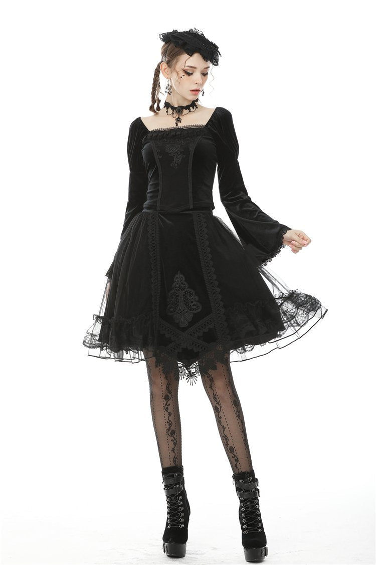 Velvet Hem Mesh Skirt