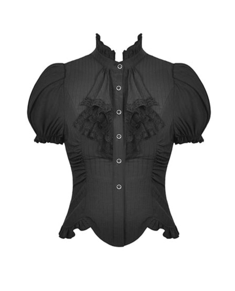 Ruffle Neckline Short Blouse