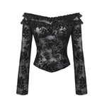 Flower Vine Bardot Frill Blouse