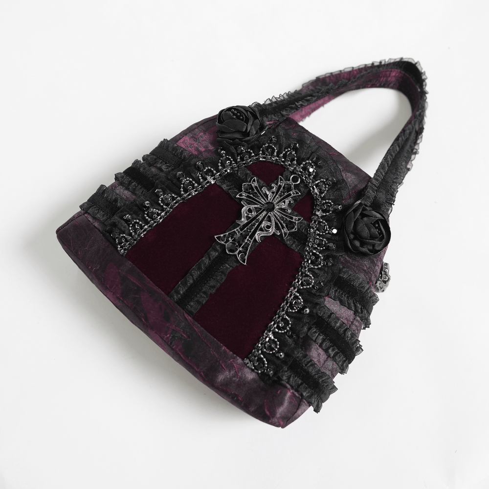 Gothic Ruffle Cross Handbag