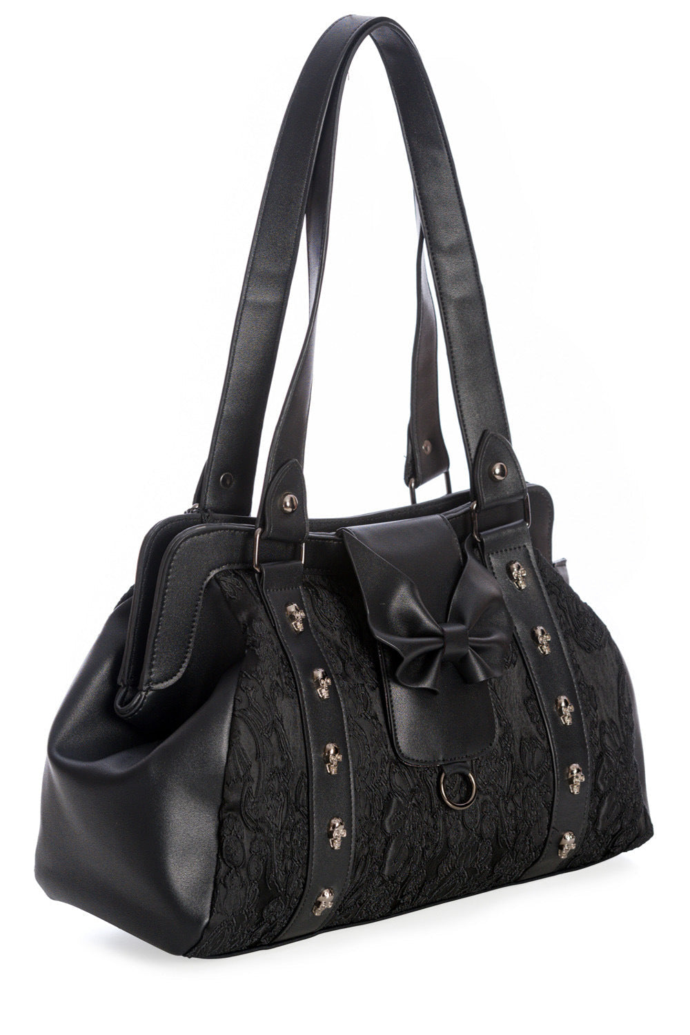 Gothic Bow Black Handbag