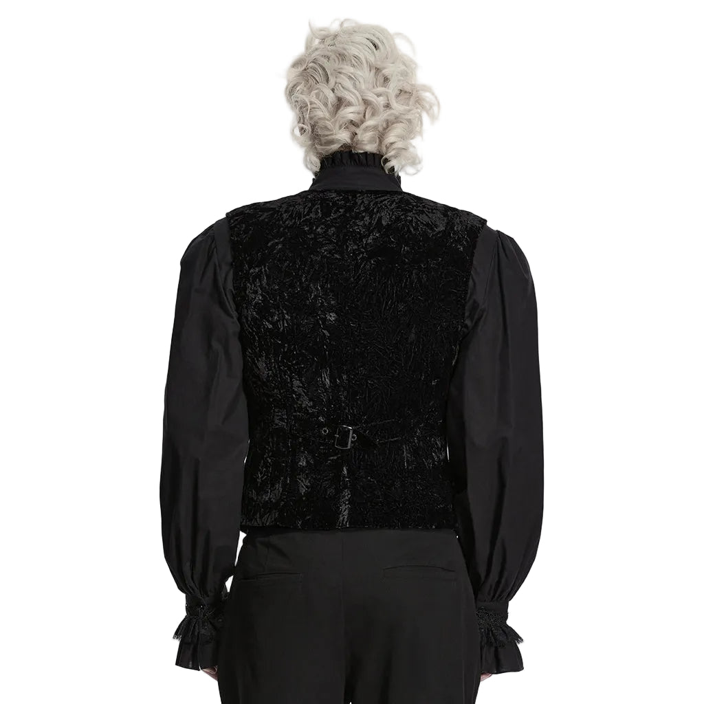 Black Crushed Velvet Waistcoat